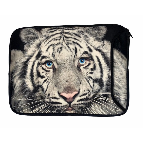 Designer Sleeves Handbags - Designer Skins Sleeves White Tiger Zip Top Laptop Case Cover 17"